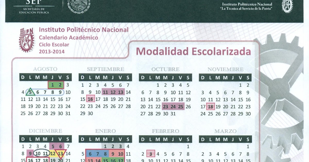 RufinoCruz CALENDARIO ACADÉMICO IPN MODALIDAD ESCOLARIZADA 20132014