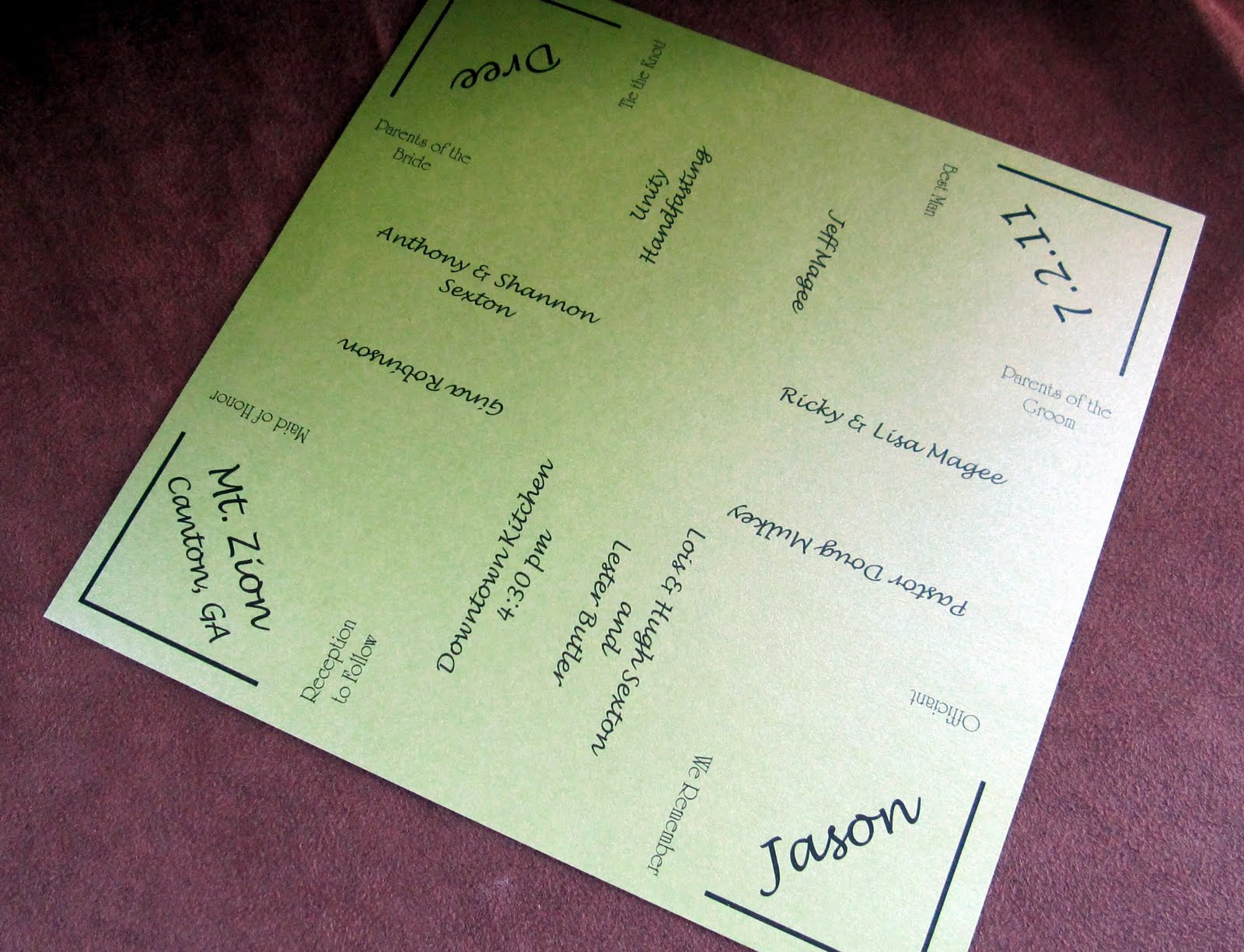 Scrapping Innovations Dree And Jason Cootie Catcher Wedding Programs