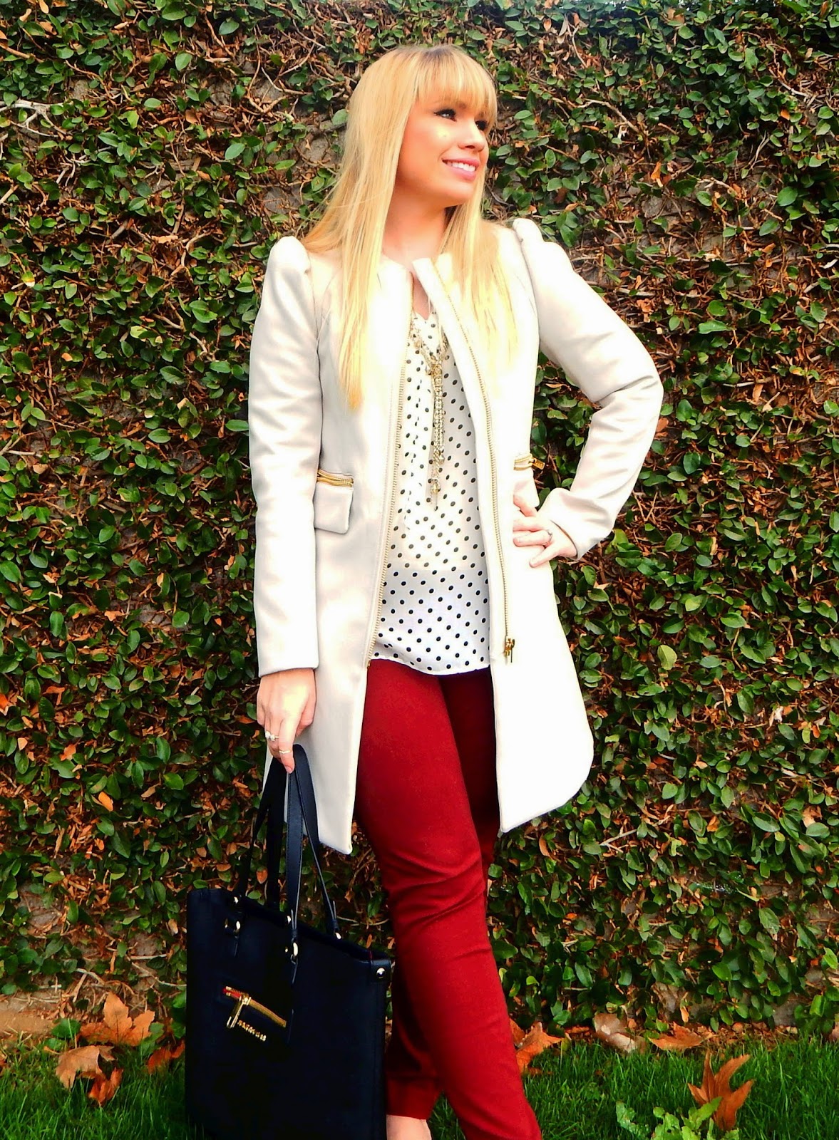 pink and burgundy outfit