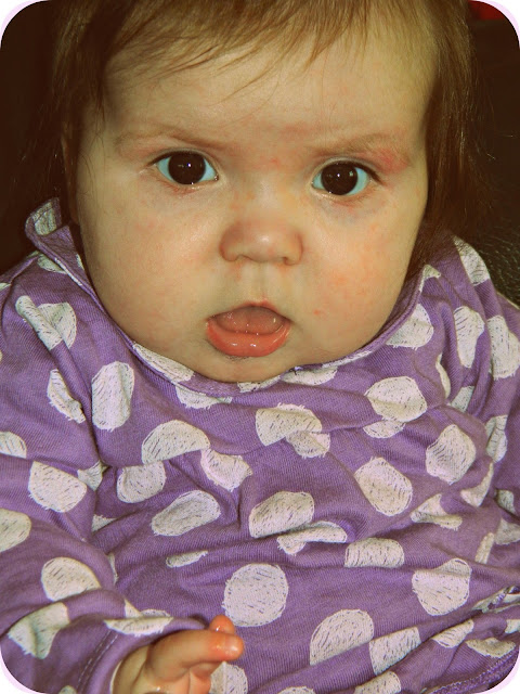 Baby Girl six months old purple polka dots