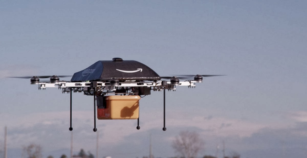 Drone de Amazon realizando pruebas de envío
