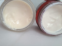 The Sleeping Facial (Left) is very thick like a balm, The Brightening Moisturizer (Right) is also thick, but more like a lotion