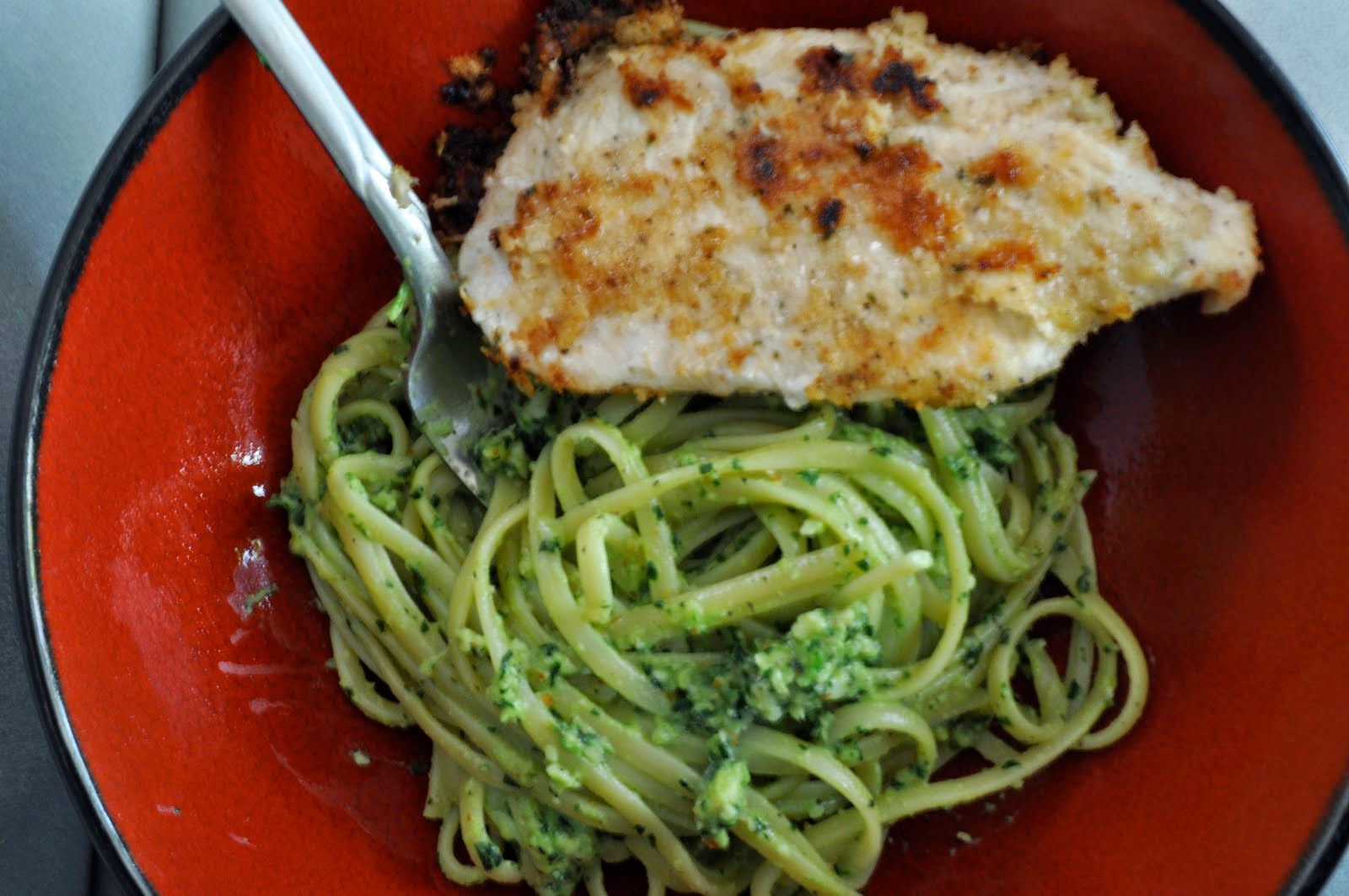 Asiago Crusted Chicken w/ Pesto Angel Hair Pasta Adventures of a
