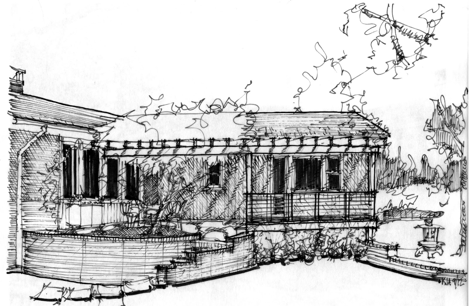 Sketch Study for a Deck and Trellis