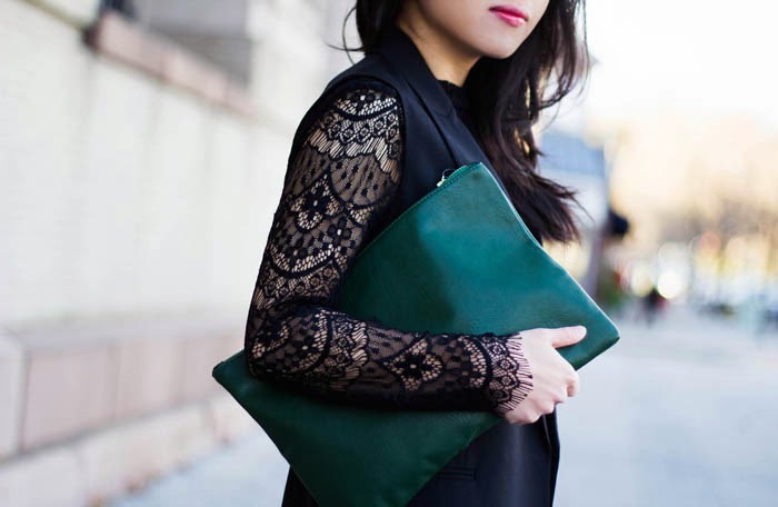 Green Clutch (Forever 21 Classic Midsize Faux Leather Clutch