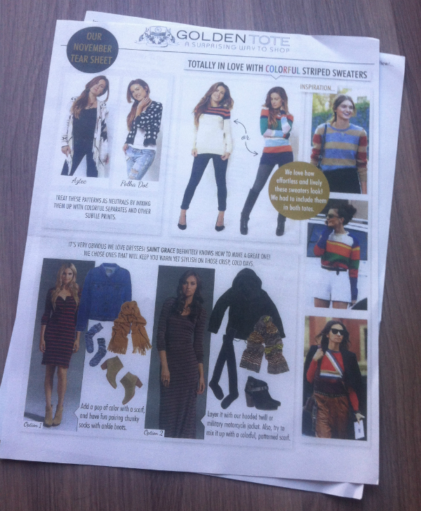 Golden Tote - November 2012 Review - Women's Monthly Clothing Subscription Boxes Golden Tote - November 2012 Review - Women's Monthly Clothing Subscription Boxes