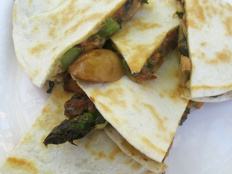 Roasted Asparagus and Mushroom Quesadillas with Goat Cheese Lisa's