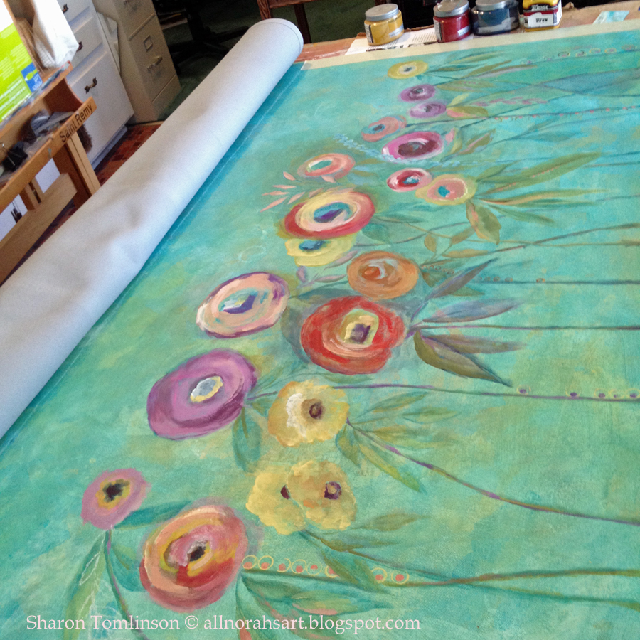 Norah'S Painting a Floor Cloth