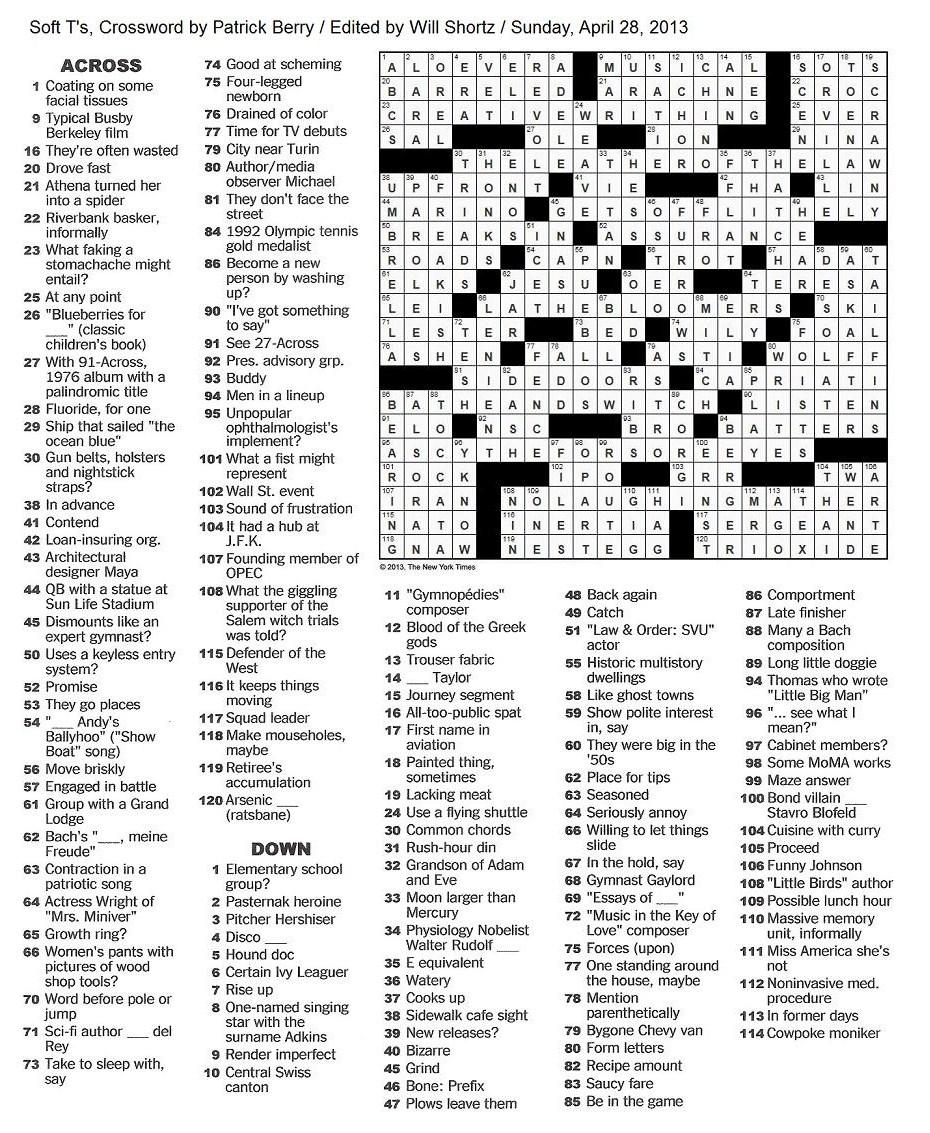 New York Times Crossword Puzzle Sunday