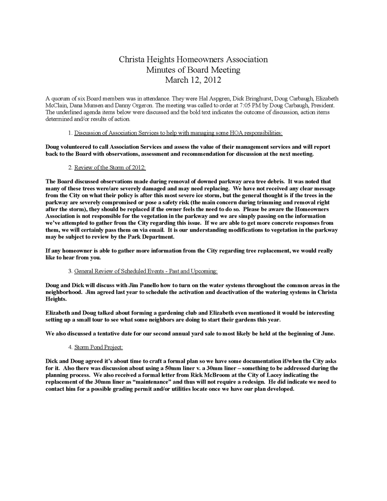 christa heights homeowners association board of directors meeting board of directors meeting minutes