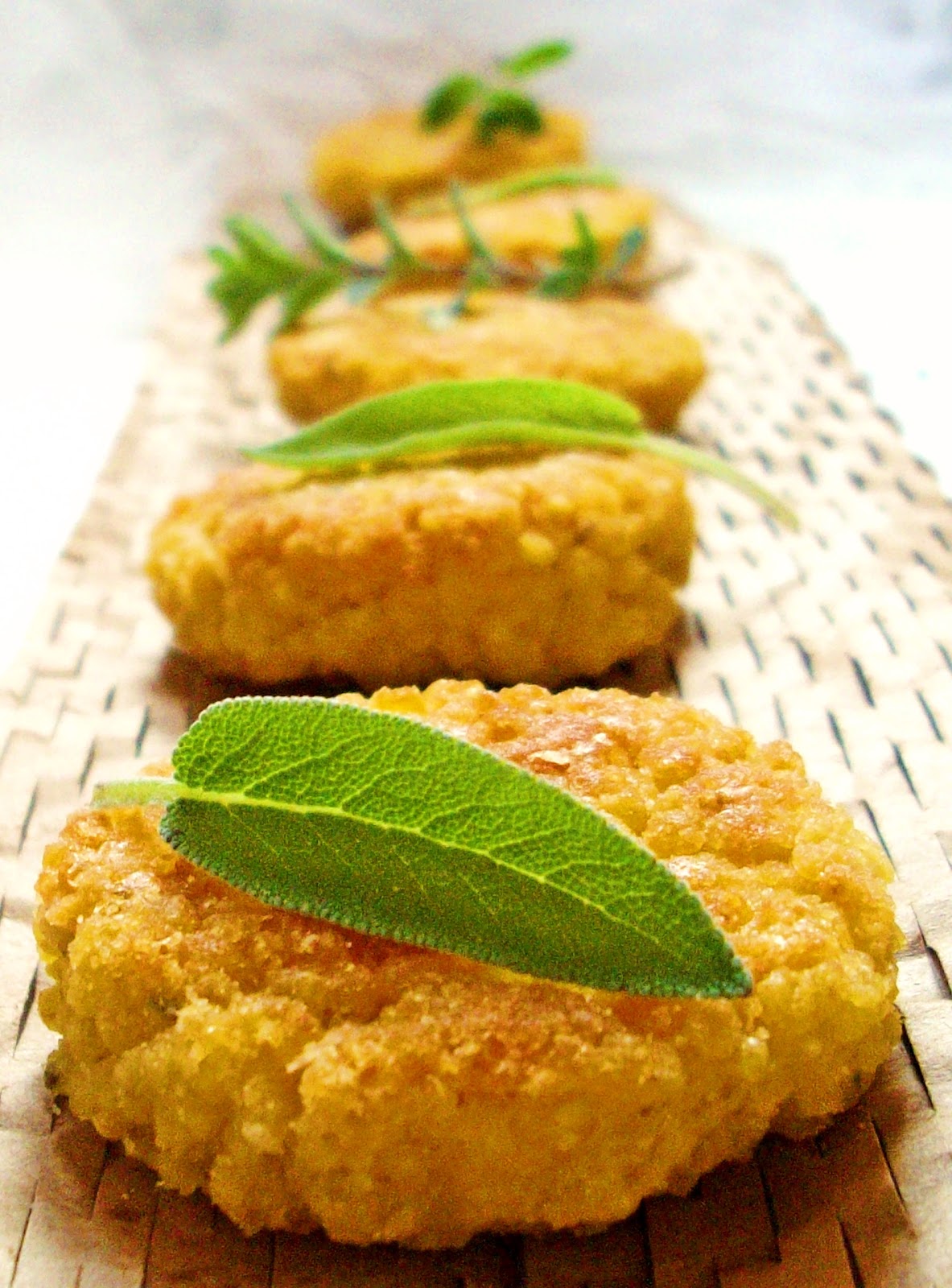 The wise asparagus Fine herbs and tahini millet patties