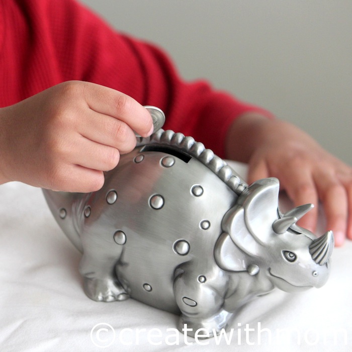 Create With Mom Dinosaur coin bank and Pullover pajama set