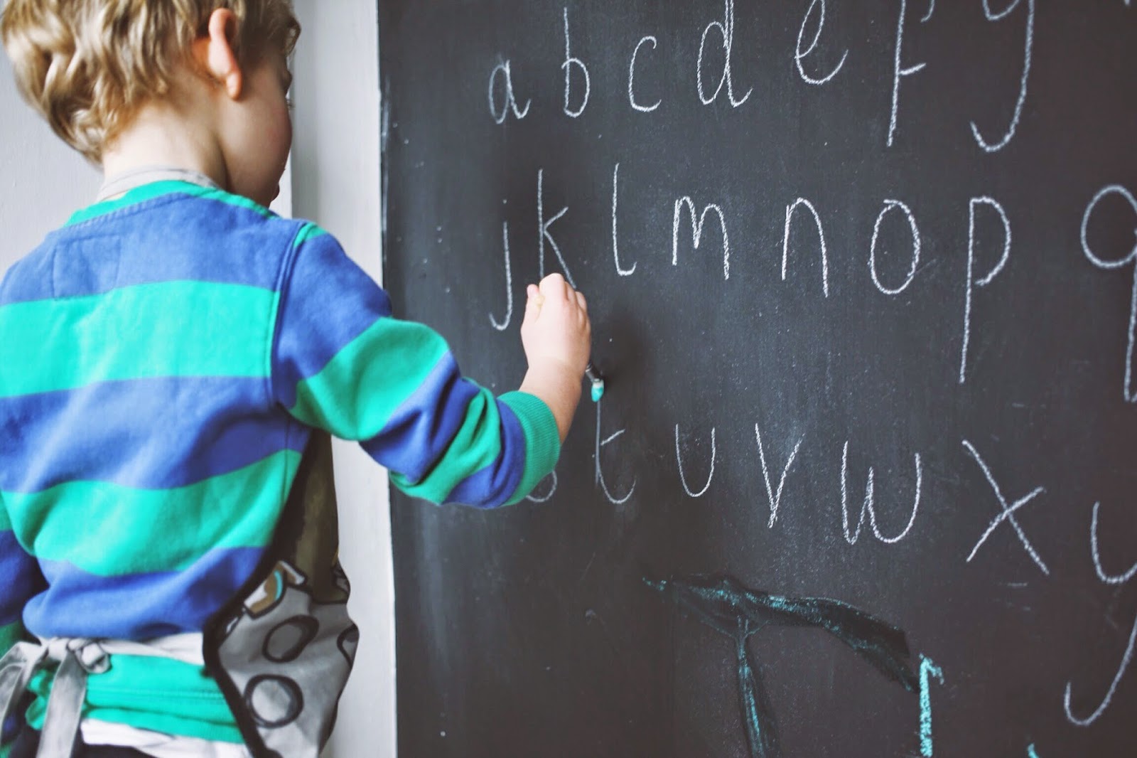montessori at home lower case alphabet blackboard wall