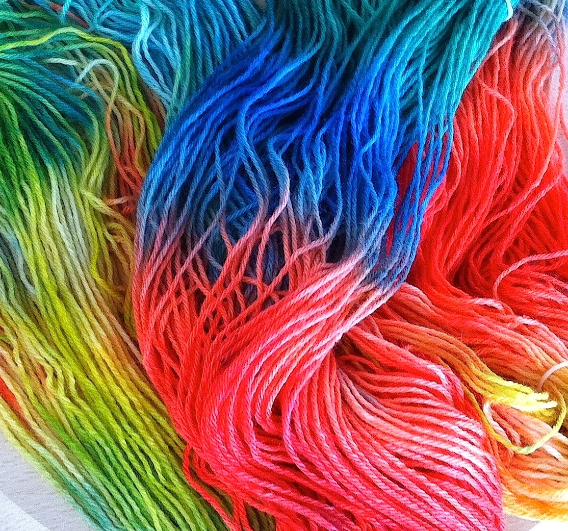 Purple Rainbow Yarns Hand Dyed Yarns Rainbow...DK 100 Merino Wool.