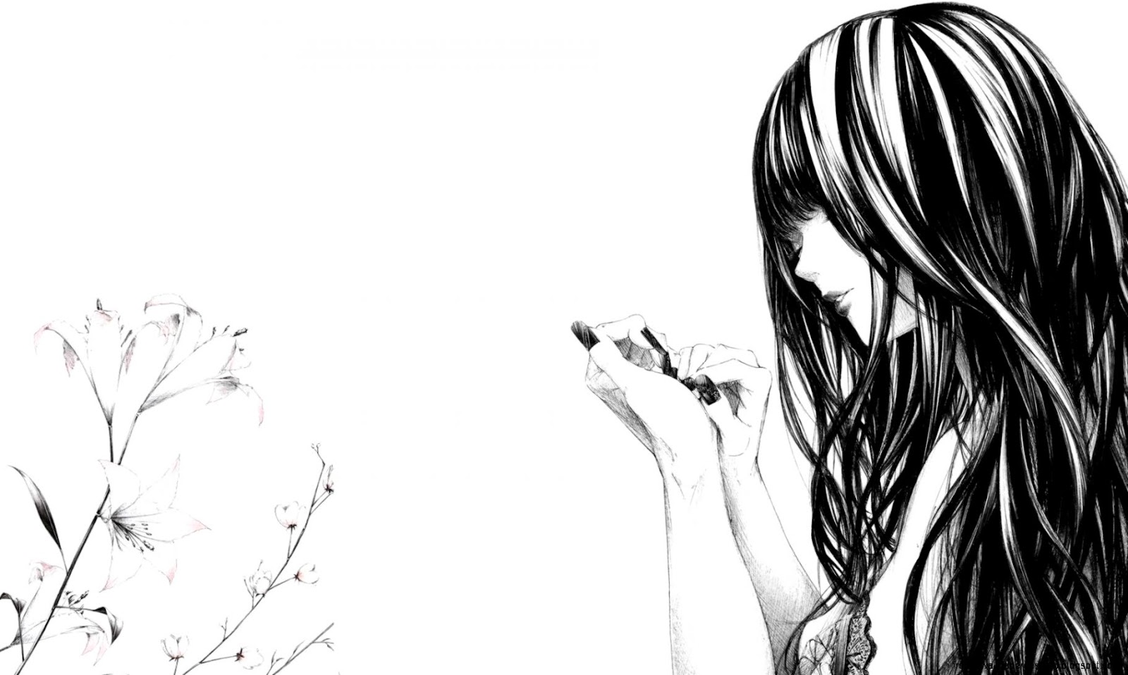 Black and White Anime Girl Drawing Black and White Anime Girl Drawing