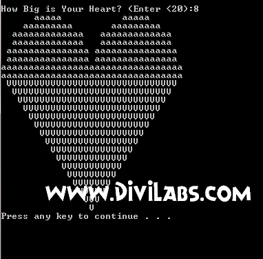 C / C++ Program to Print A Heart On Screen, using Characters: C C++ Heart