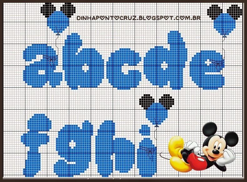 Dinha Ponto Cruz: Monograma Minnie e Mickey ponto cruz