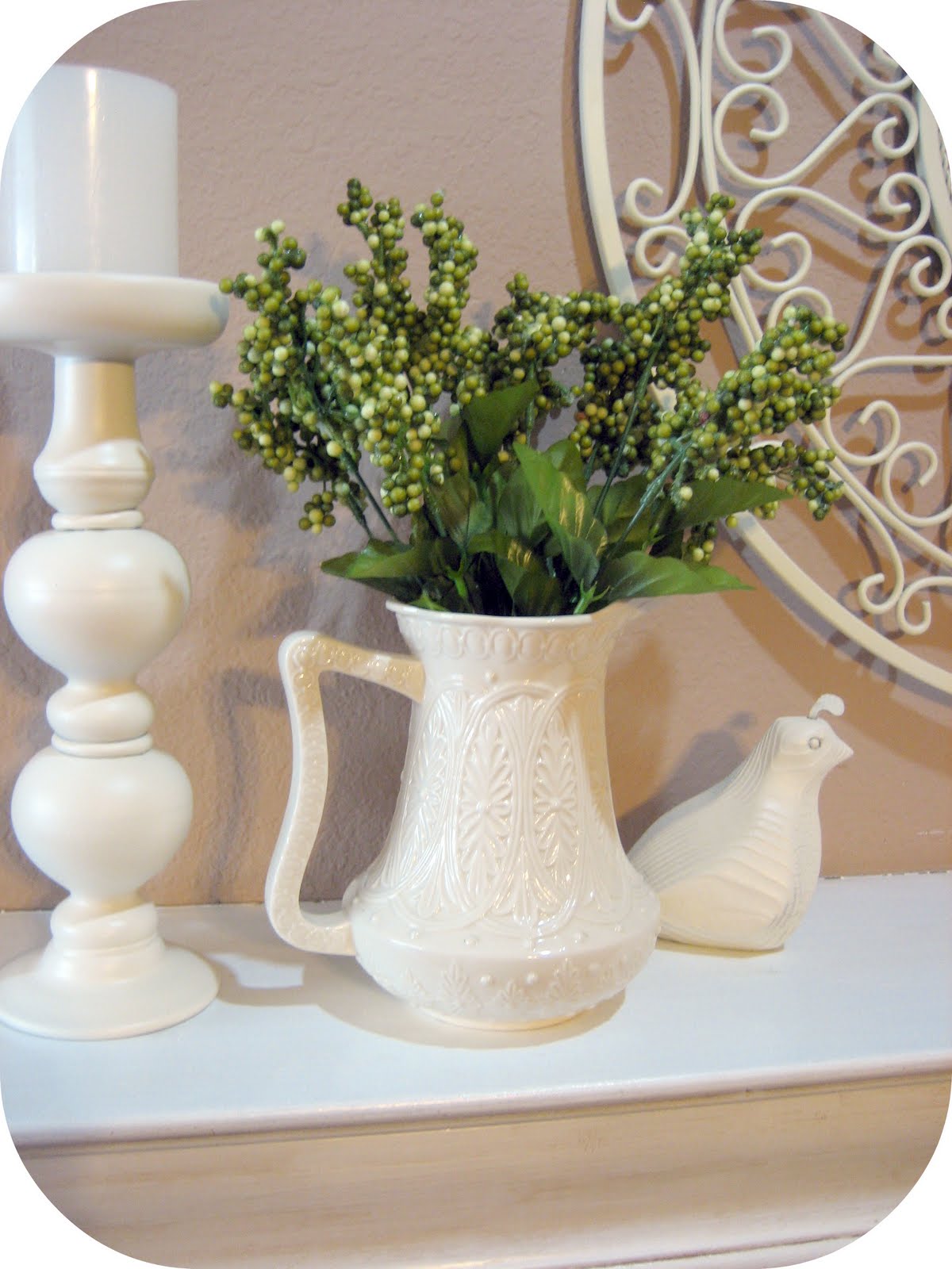 Peppermint Plum {White Pitchers with Flowers}