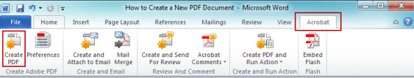 create PDF document from Word with Acrobat menu create PDF document from Word with Acrobat menu