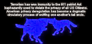 Terrorism has won impunity to the 911 Patriot Act haphazardly  used to violate the privacy of all U.S. Citizens,