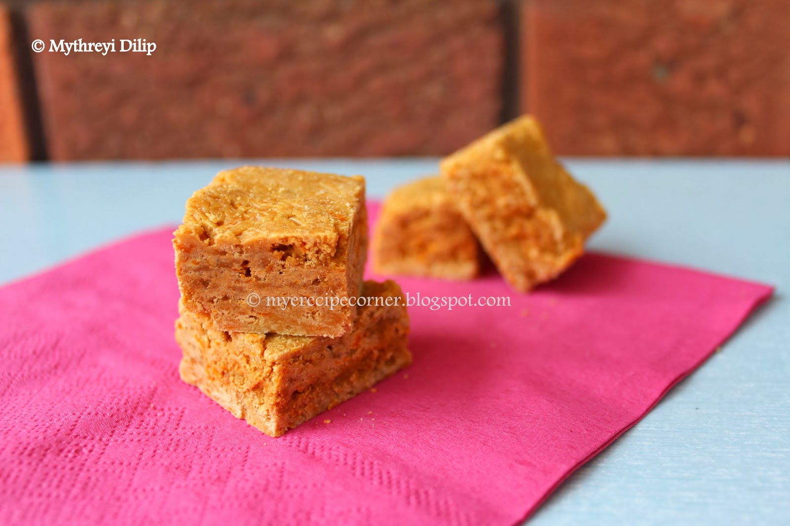 Mye's Kitchen Quick Besan Burfi with Condensed Milk