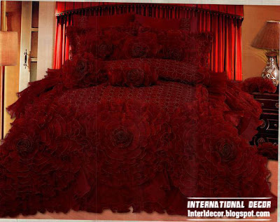 Royal red bedspreads luxurious models 2014, burgundy bedspreads and bedding sets
