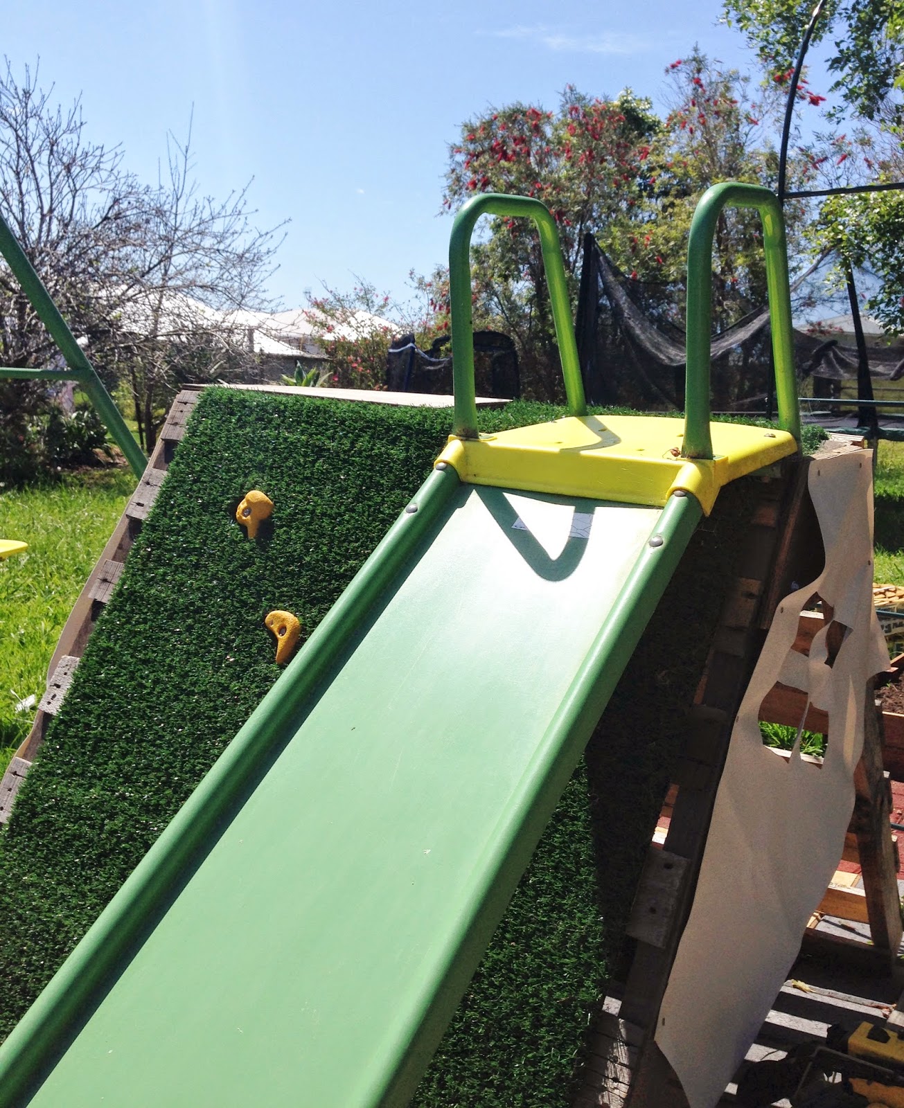 climbing slide diy frame pallet rockwall rock ladder children climber