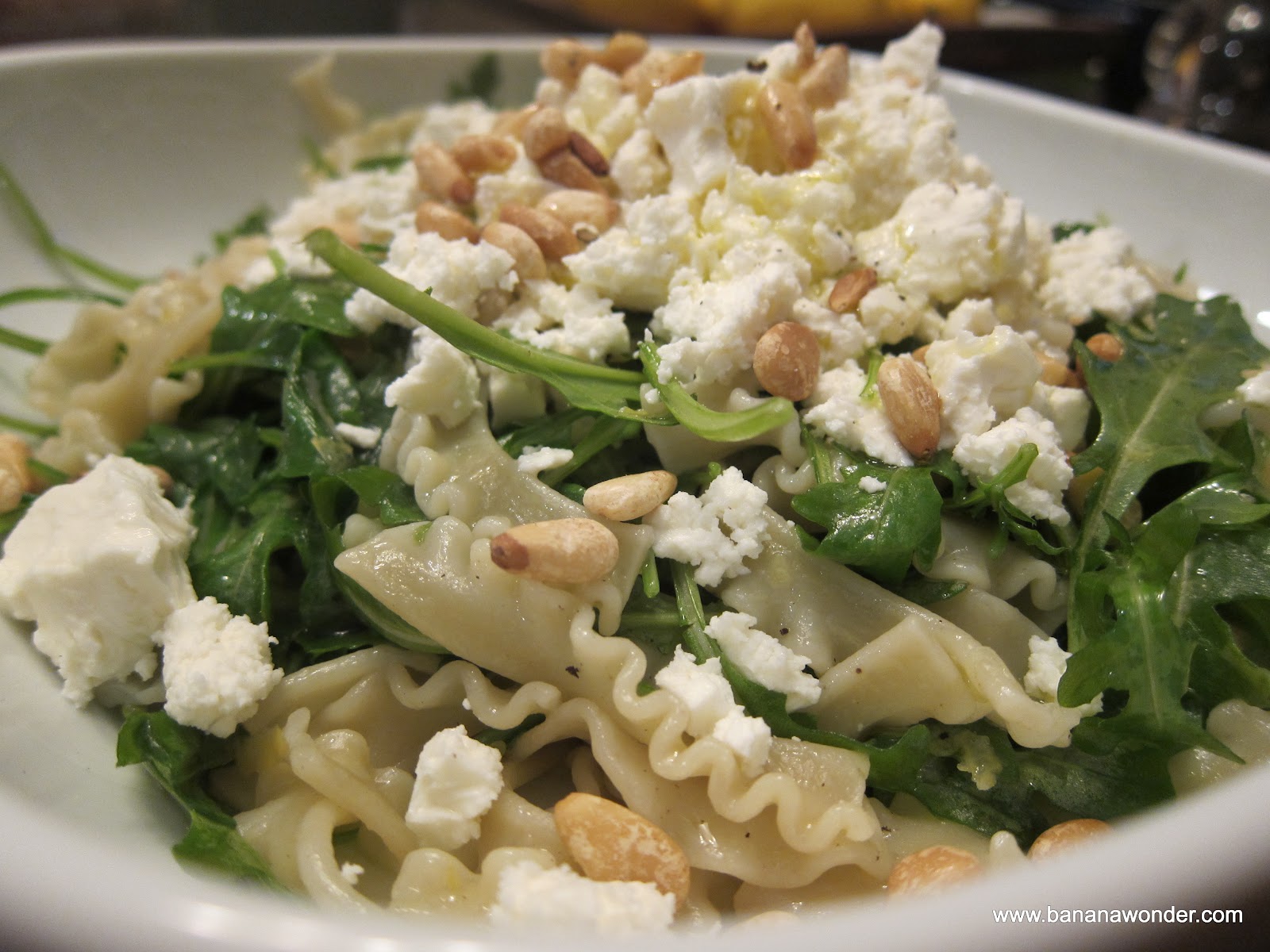 Banana Wonder Ouzo, Feta and Arugula Pasta