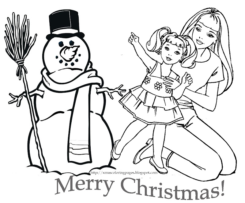 LOVE THIS CHRISTMAS COLORING PAGE OF BARBIE WITH HER BABY SISTER  title=