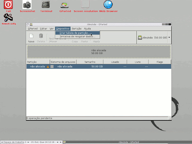 Criar nova tabela de partição MBR