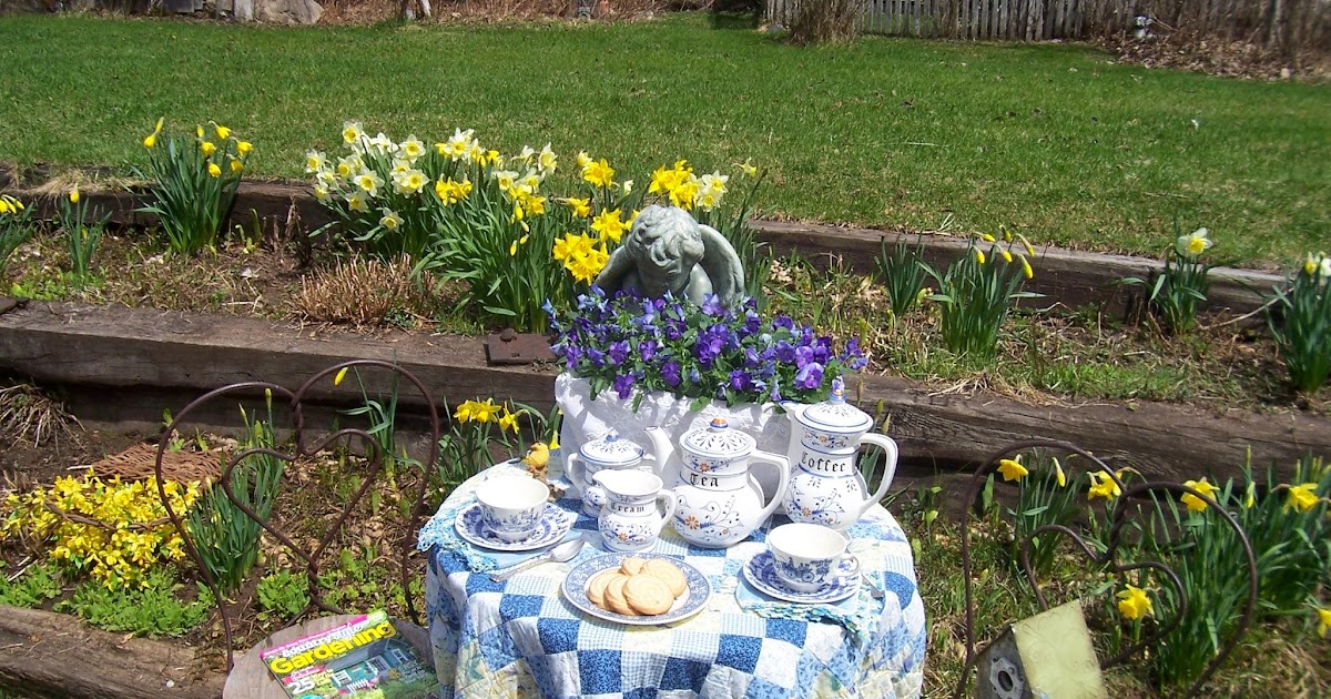 Two Cottages And Tea Tea With The Daffodils