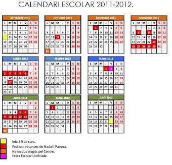 CALENDARI ESCOLAR CURS 2011/12