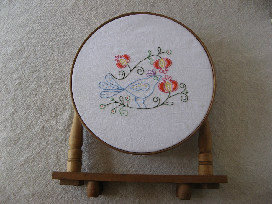 Gingham Cherry Antique hoop stand