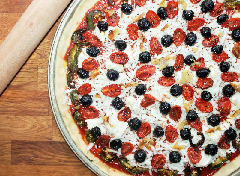 Creole Contessa Roasted Veggie Pizza with Pancetta Cracklings and