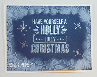 Christmas Card made with Stampin'UP!'s Jolly Christmas stamp set and Boughs and Berries embossing folder