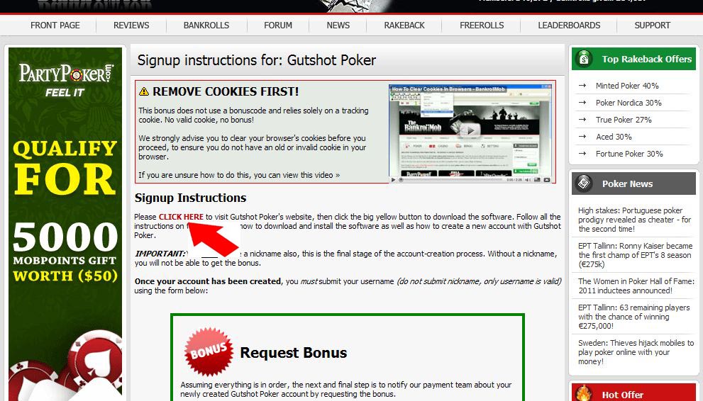 Gutshot poker term