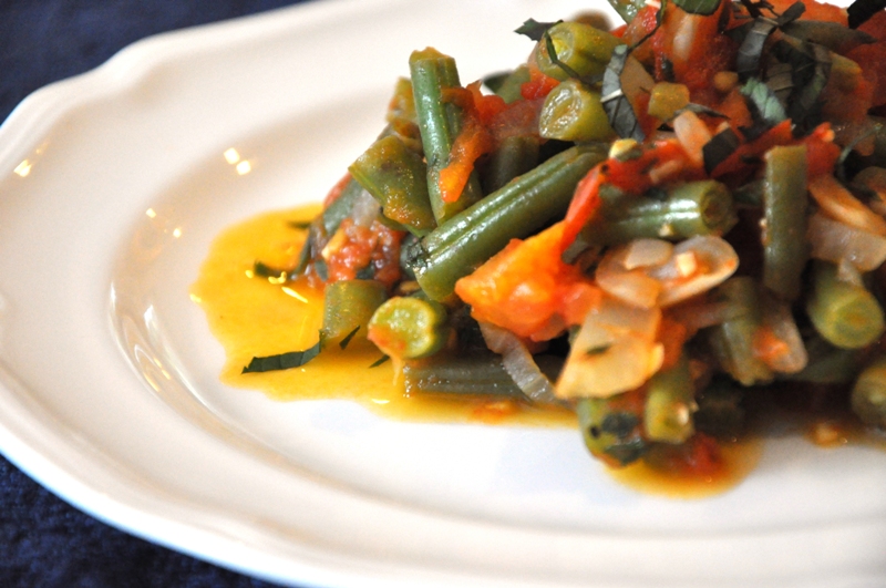 The Inventive Vegetarian Stewed Tomatoes and Green Beans