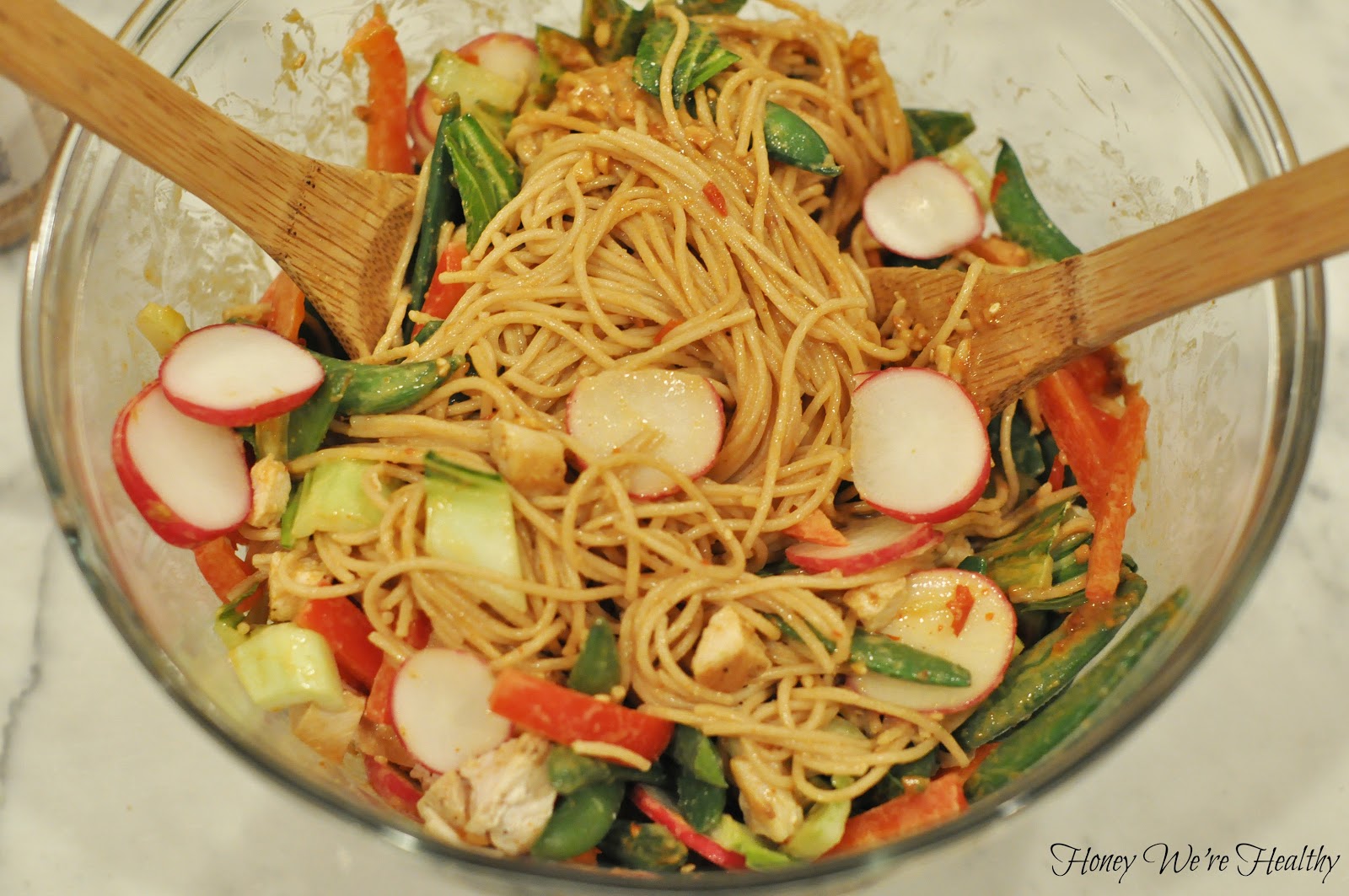 Honey We're Healthy Thai Peanut Noodles with Chicken