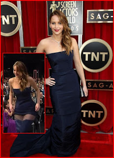 Jennifer Lawrence Wardrobe Malfunction: Dress Rips Off at SAG Awards