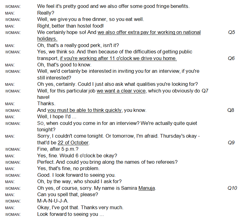 IELTS tutor IELTS 9, Test 1 Listening Transcript