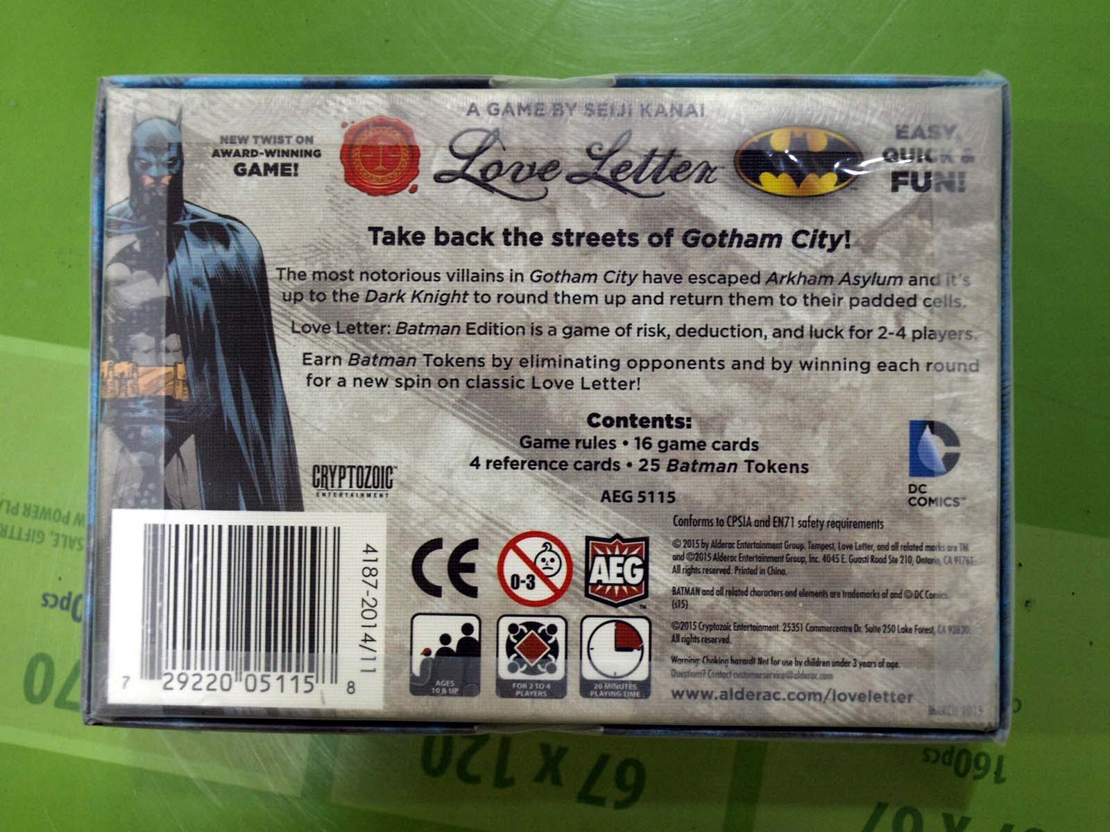 Love Letter Batman Board Game Boardgamegeek