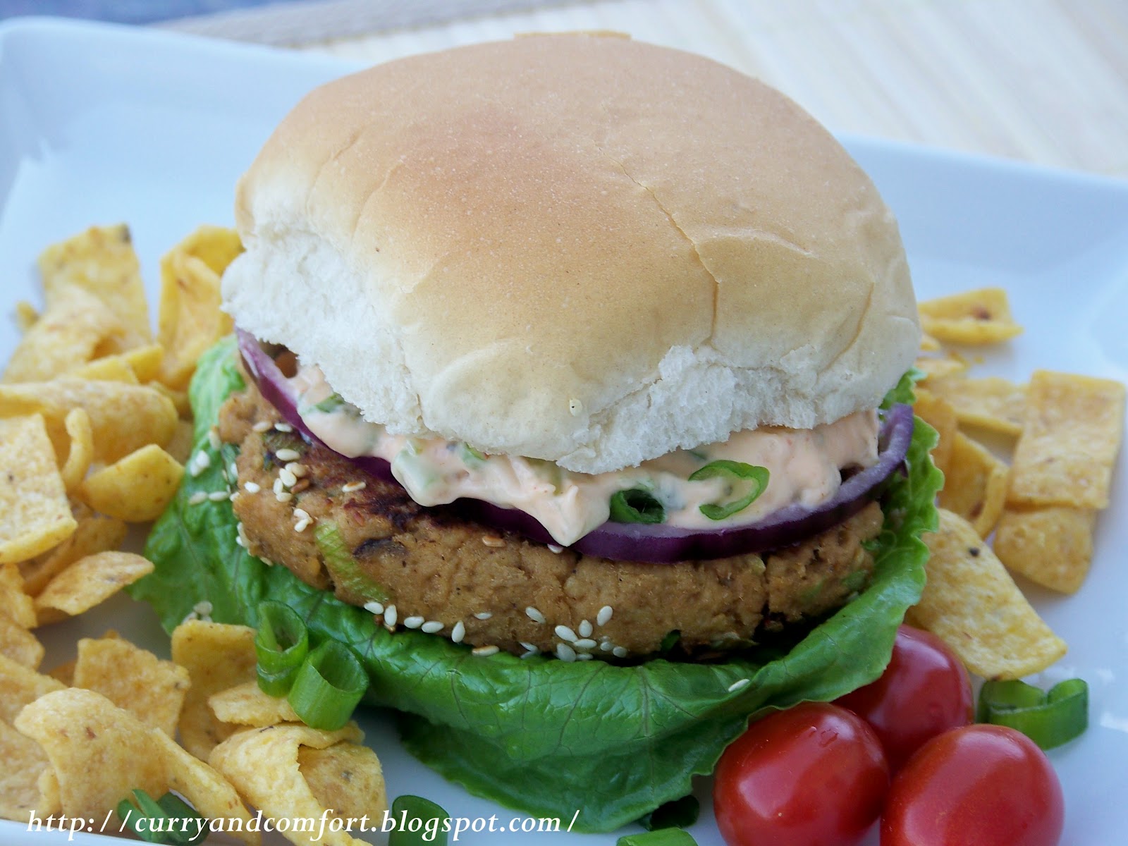 Kitchen Simmer Asian Salmon Burger with Spicy Tartar Sauce