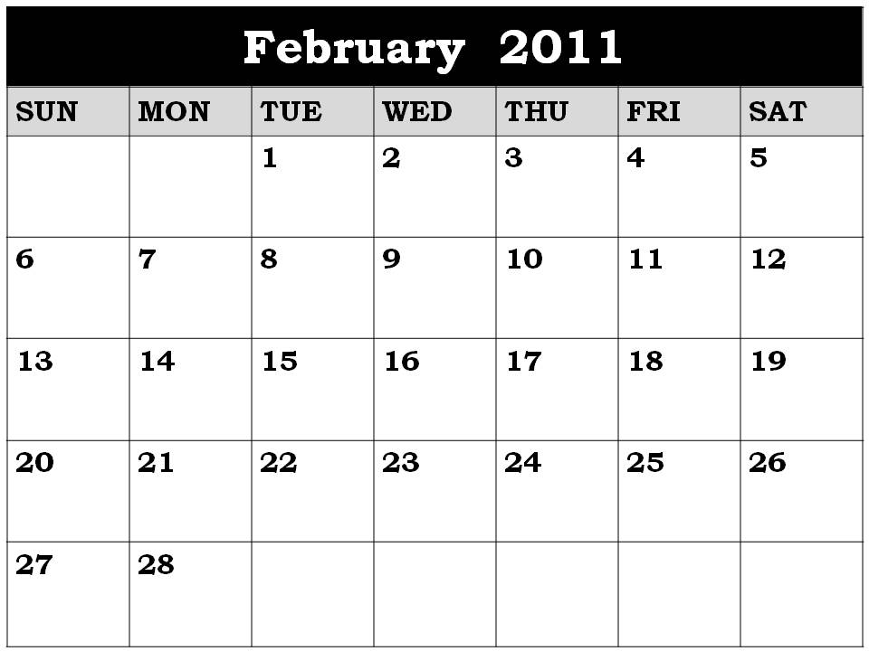 Blank February Calendar