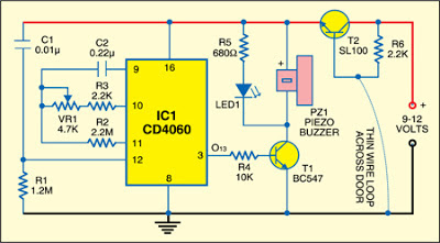 Build a Wire-Break Alarm With Delay Circuit Diagram