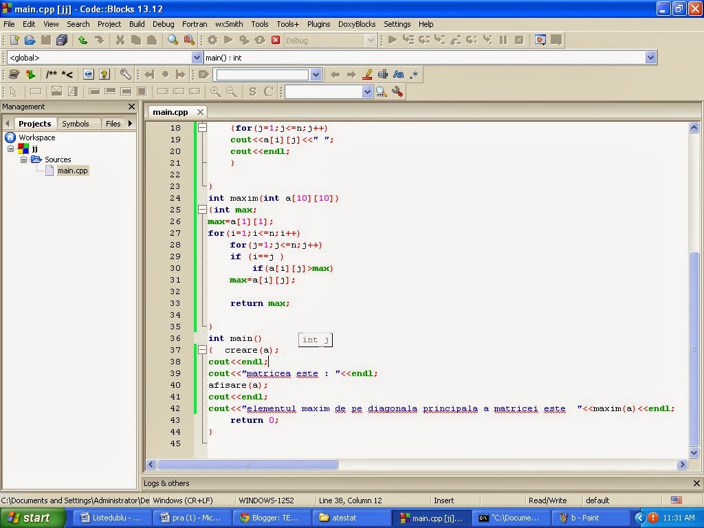 Teme De Azi C Elementul Maxim De Pe Diagonala Principala A Unei Matrice