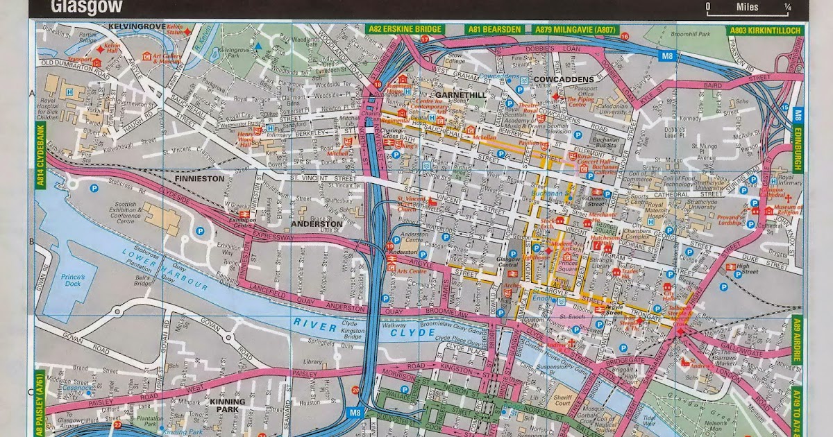 Editable map Glasgow Scotland