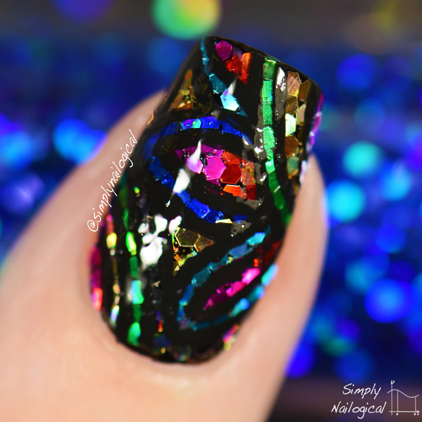 Simply Nailogical Stained glass glitter placement + easy removal!
