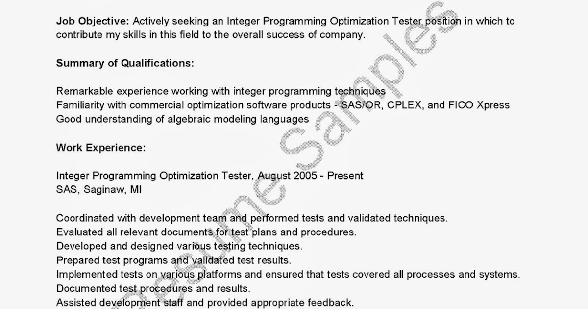 Integer Programming Optimization Tester Sle Resume resume sles integer programming optimization tester resume sle Integer Programming Optimization Tester Sle Resume resume sles integer programming optimization tester resume sle