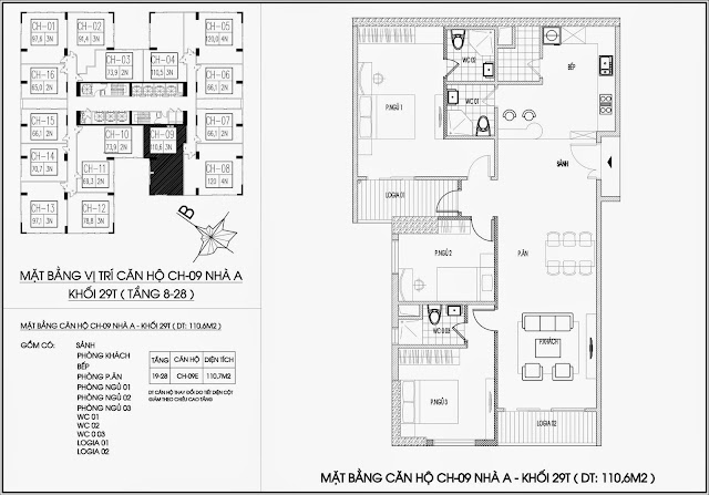 Mặt bằng căn hộ tòa A - 29 tầng, chung cư Imperia Garden Mặt bằng căn hộ tòa A - 29 tầng, chung cư Imperia Garden
