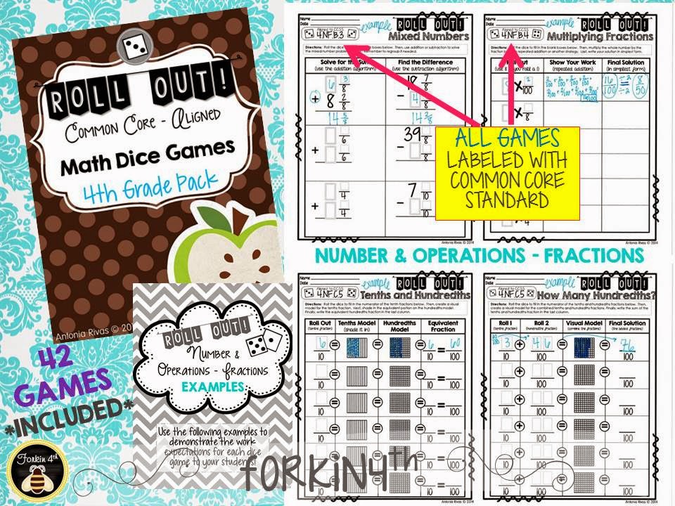 forkin4th PIN IT TO WIN IT Fourth Grade Dice Games [ALL common core